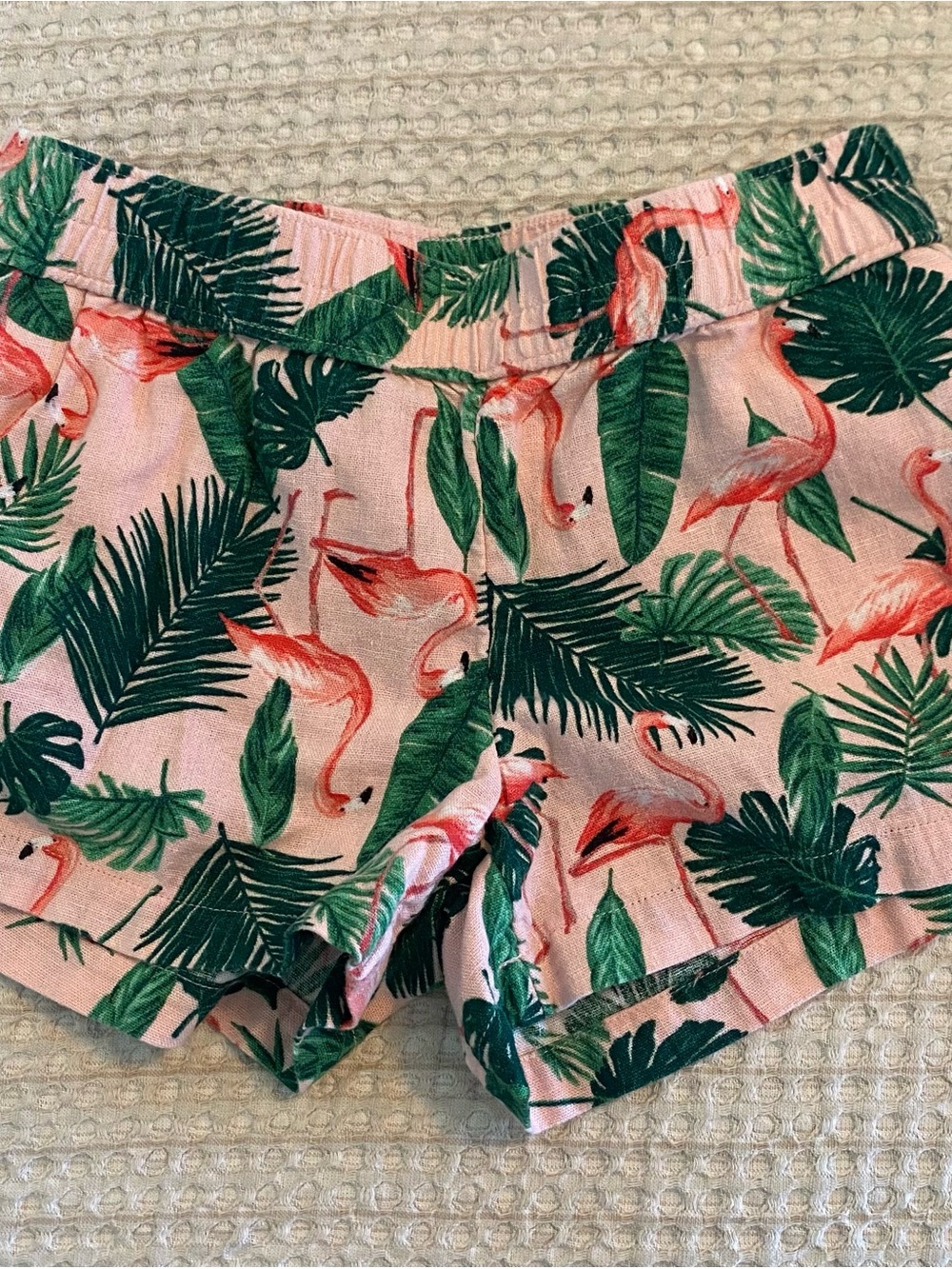 Old Navy Pink Flamingo & Leaf High Waisted Shorts